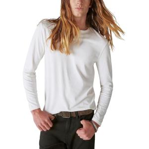 Lucky Brand Mens Venice Burnout Stripe Long Sleeve Notch Neck TeeVenice Burnout Stripe Long Sleeve Notch Neck Tee(Marshmallow)