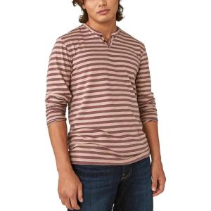 Lucky Brand Mens Venice Burnout Stripe Long Sleeve Notch Neck TeeVenice Burnout Stripe Long Sleeve Notch Neck Tee(Multi)