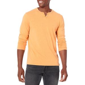 Lucky Brand Mens Venice Burnout Stripe Long Sleeve Notch Neck TeeVenice Burnout Stripe Long Sleeve Notch Neck Tee(Ochre)