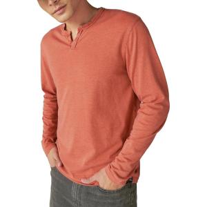 Lucky Brand Mens Venice Burnout Stripe Long Sleeve Notch Neck TeeVenice Burnout Stripe Long Sleeve Notch Neck Tee(Potters Clay)