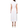 Solid Smocked Dropped Waist MIDI Dress(Bright White)