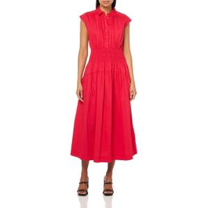 Solid Smocked Dropped Waist MIDI Dress(Lollipop)
