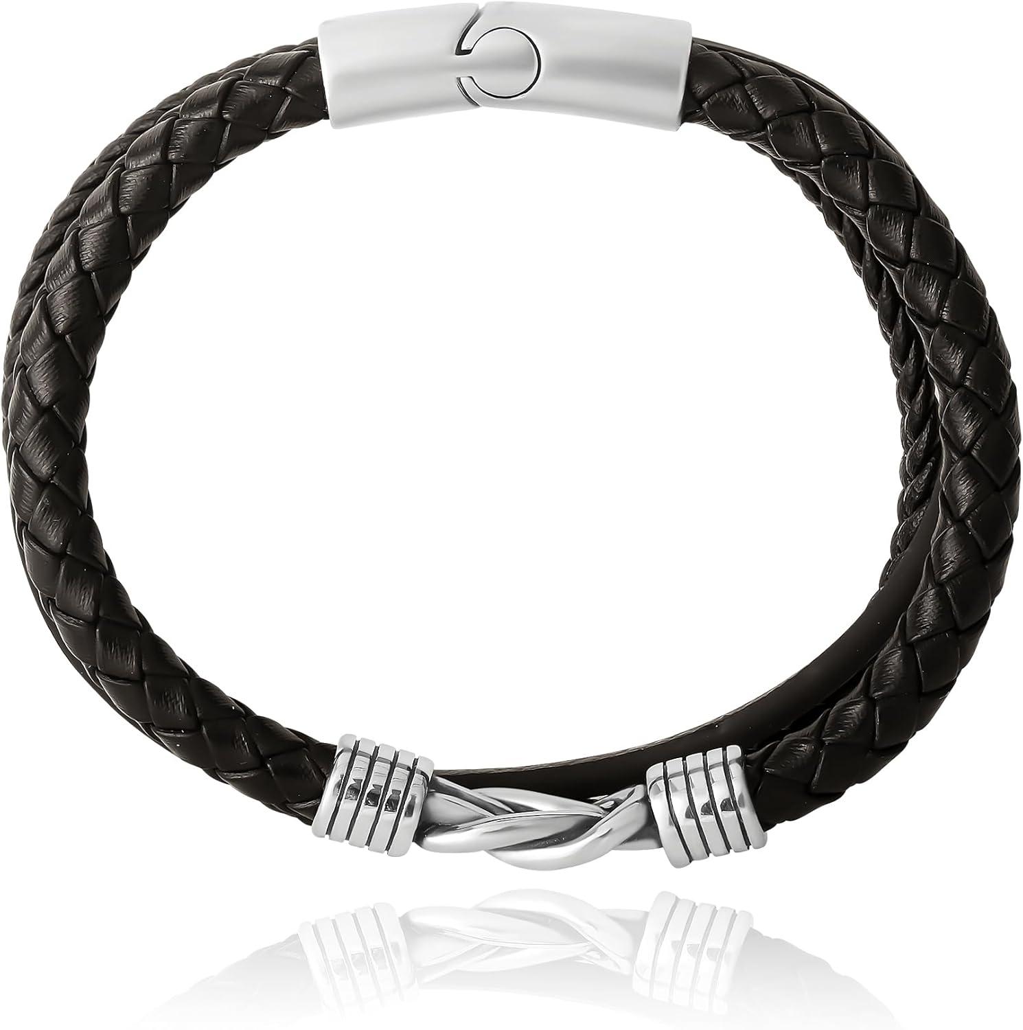 imageLucky Brand 3Row Bracelet for Men 85 Stainless Steel Knotted Bracelet