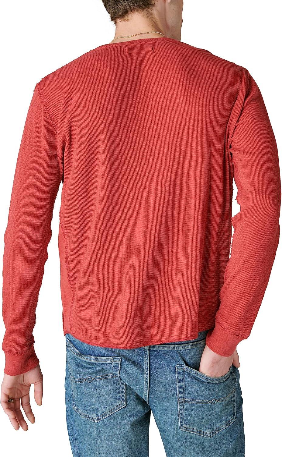 imageLucky Brand Mens Mens Garment Dye Thermal CrewRio Red