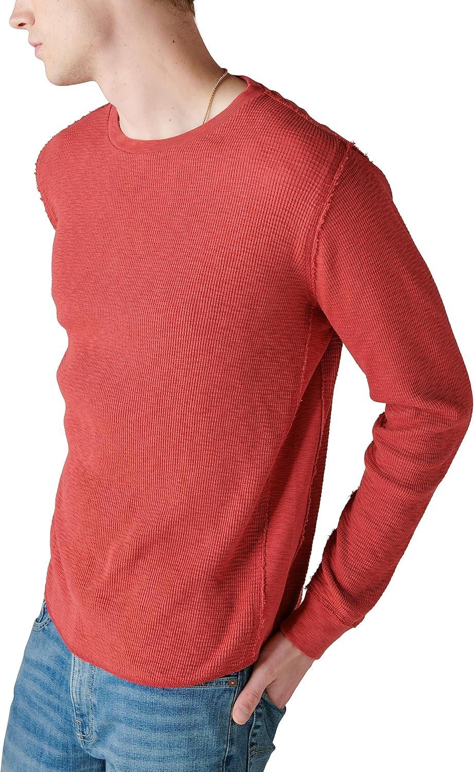 imageLucky Brand Mens Mens Garment Dye Thermal CrewRio Red