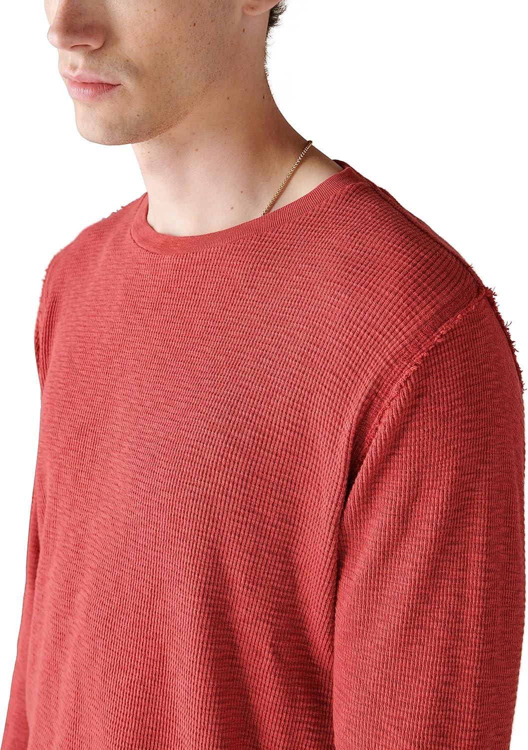 imageLucky Brand Mens Mens Garment Dye Thermal CrewRio Red