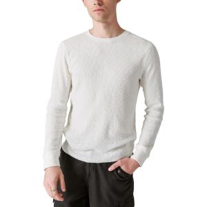 Lucky Brand Mens Men’s Garment Dye Thermal Crew(Bright White)