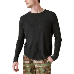 Lucky Brand Mens Men’s Garment Dye Thermal Crew(Jet Black)
