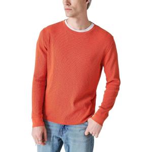 Lucky Brand Mens Men’s Garment Dye Thermal Crew(Pureed Pumpkin)