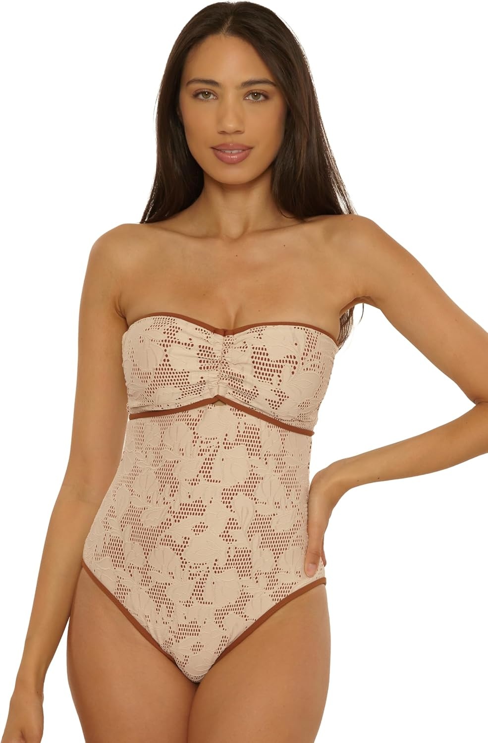 image:imageLucky Brand Womens Belize Bandeau One Piece Swimsuit Adjustable Bathing Suits for WomenNatural
