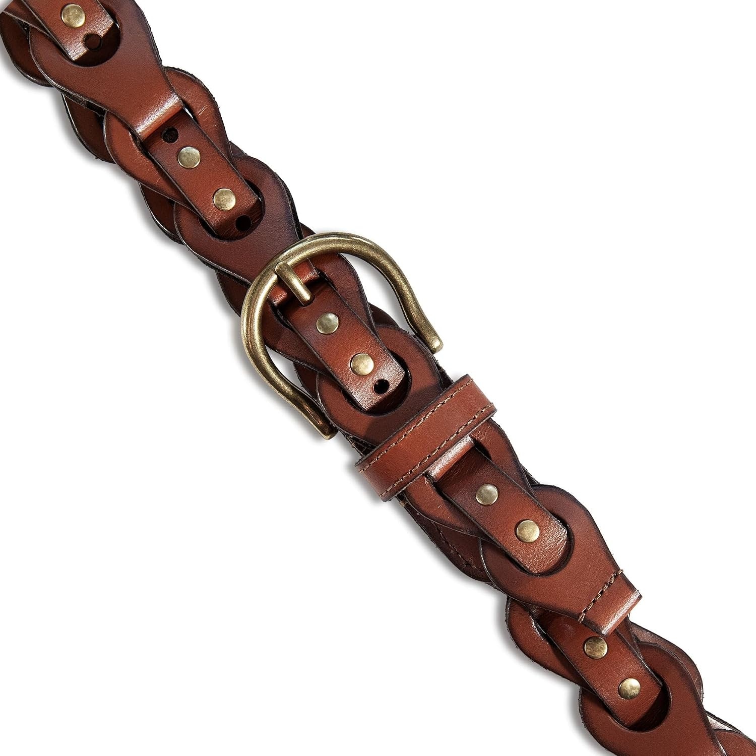 image:imageLucky Brand Womens Studded Leather Belt Stylish Classic Modern Jeans Pants Skirt DressBraided Stud Tan