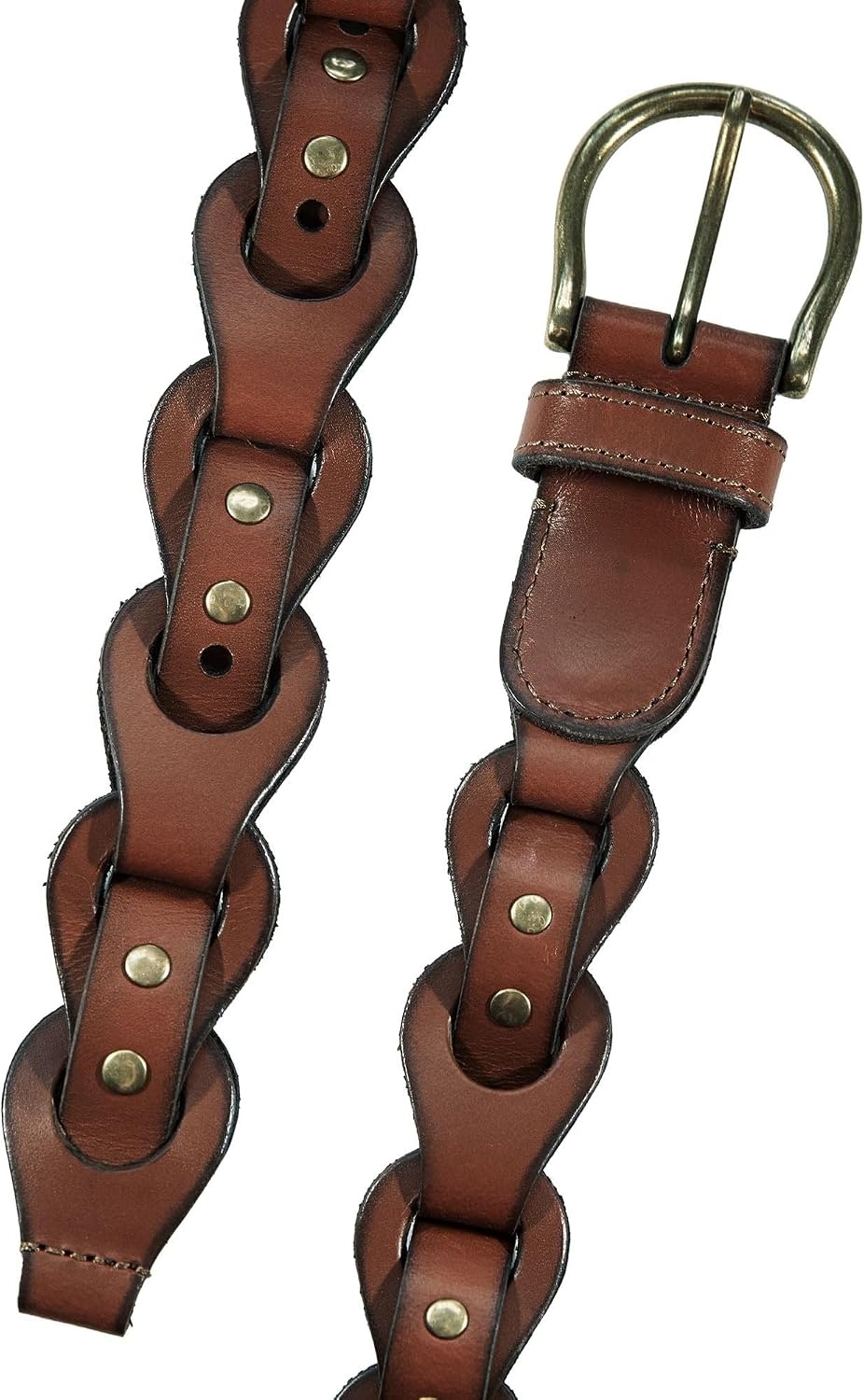 image:imageLucky Brand Womens Studded Leather Belt Stylish Classic Modern Jeans Pants Skirt DressBraided Stud Tan