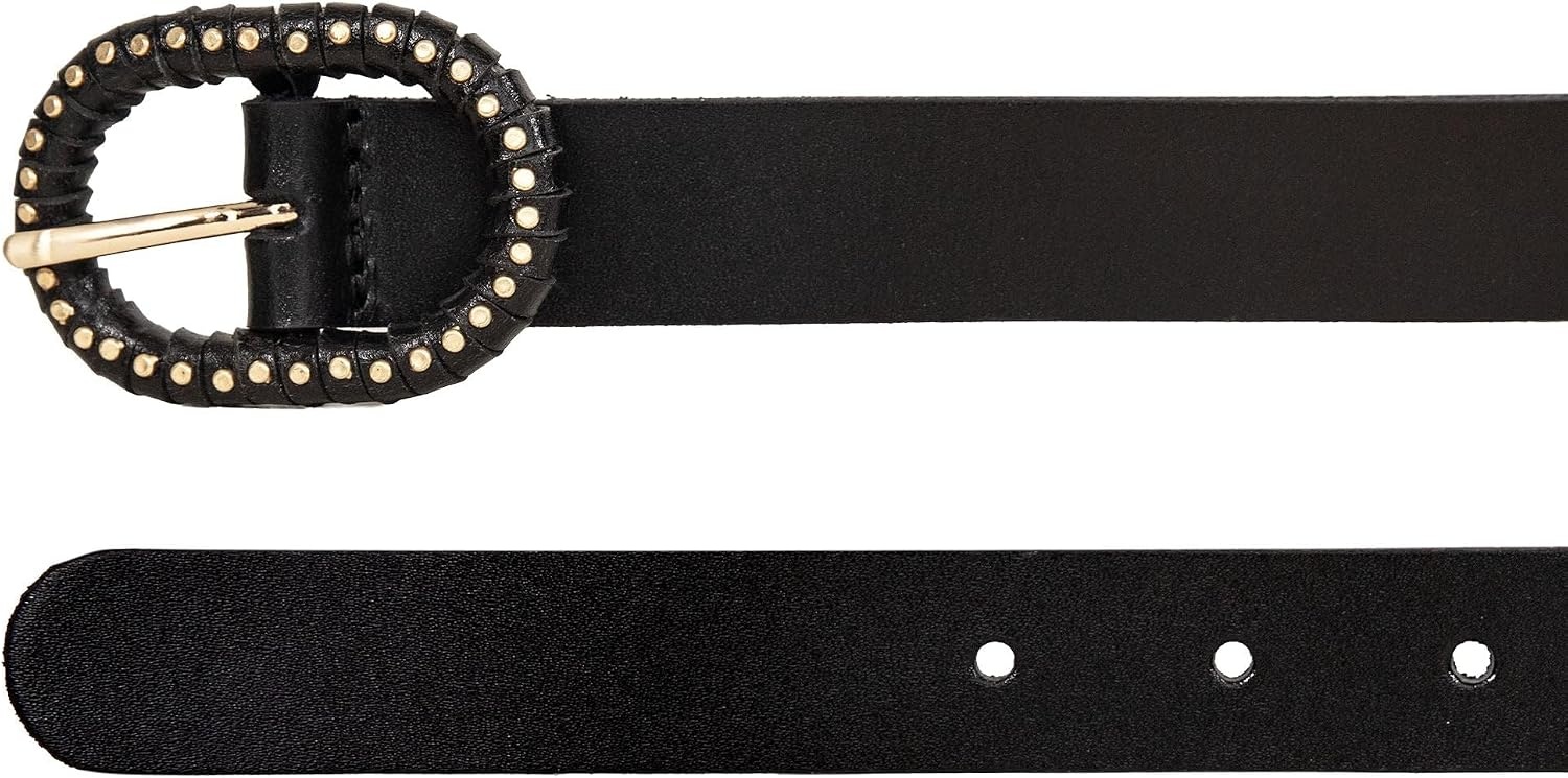 image:imageLucky Brand Womens Studded Leather Belt Stylish Classic Modern Jeans Pants Skirt DressRivet Wrapped Black