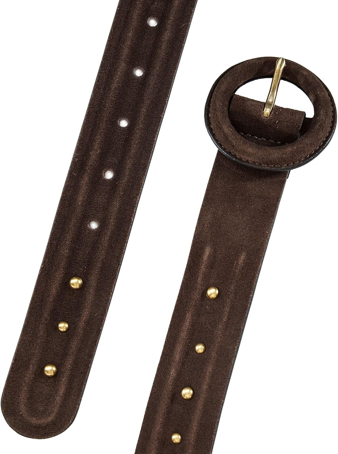 image:imageLucky Brand Womens Studded Leather Belt Stylish Classic Modern Jeans Pants Skirt DressSuede Stud Brown