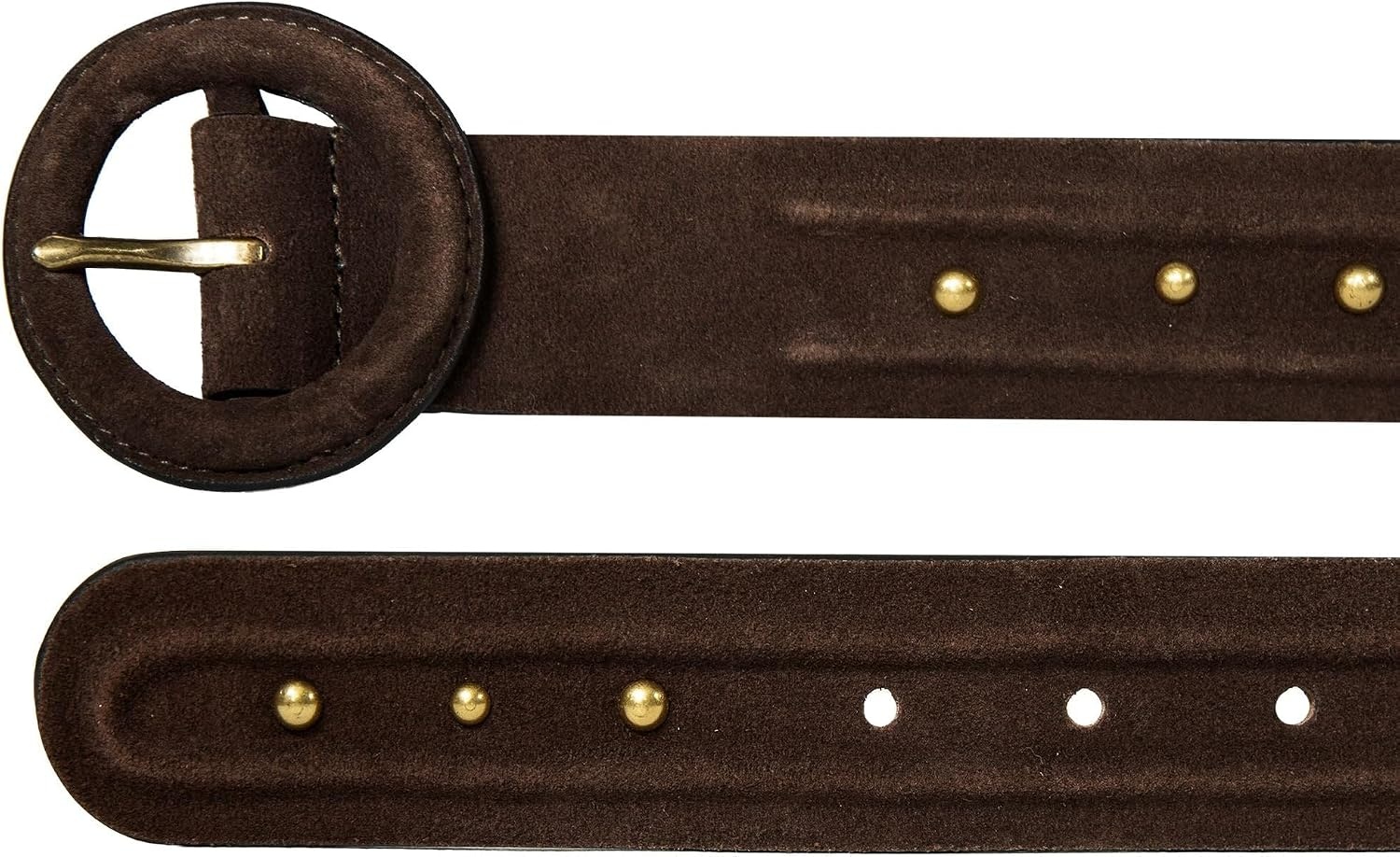 image:imageLucky Brand Womens Studded Leather Belt Stylish Classic Modern Jeans Pants Skirt DressSuede Stud Brown