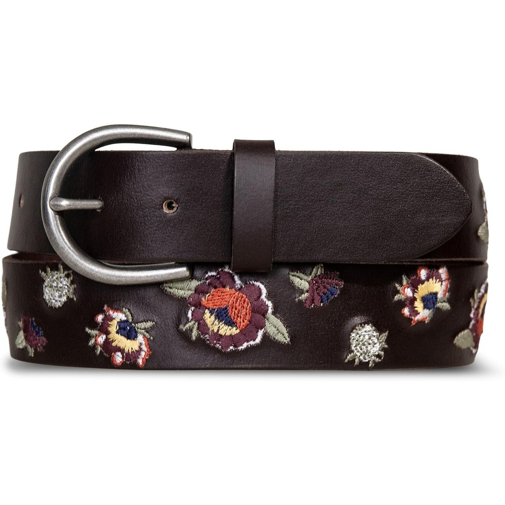 image:imageLucky Brand Womens Embroidered Leather Belt Stylish Classic WesternInspired American Heritage Jean PantJewl Tone Dark Brown