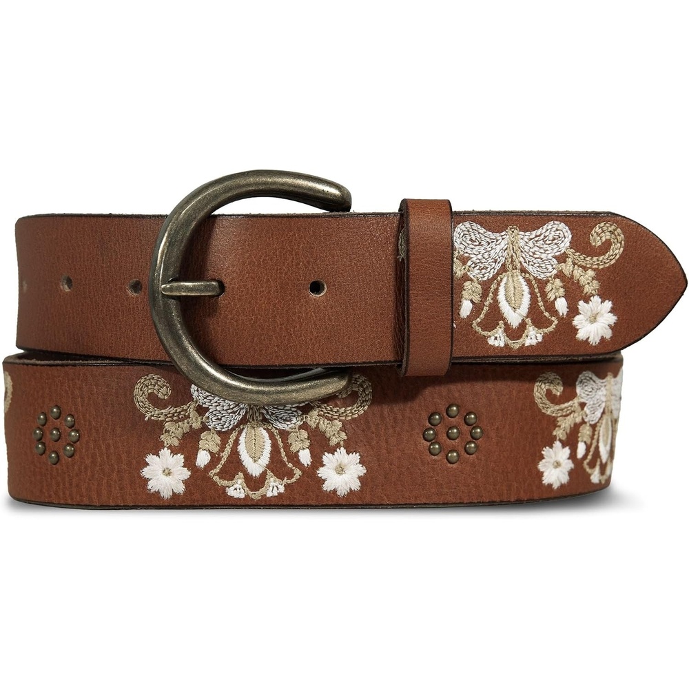 image:imageLucky Brand Womens Embroidered Leather Belt Stylish Classic WesternInspired American Heritage Jean PantVintage Tan