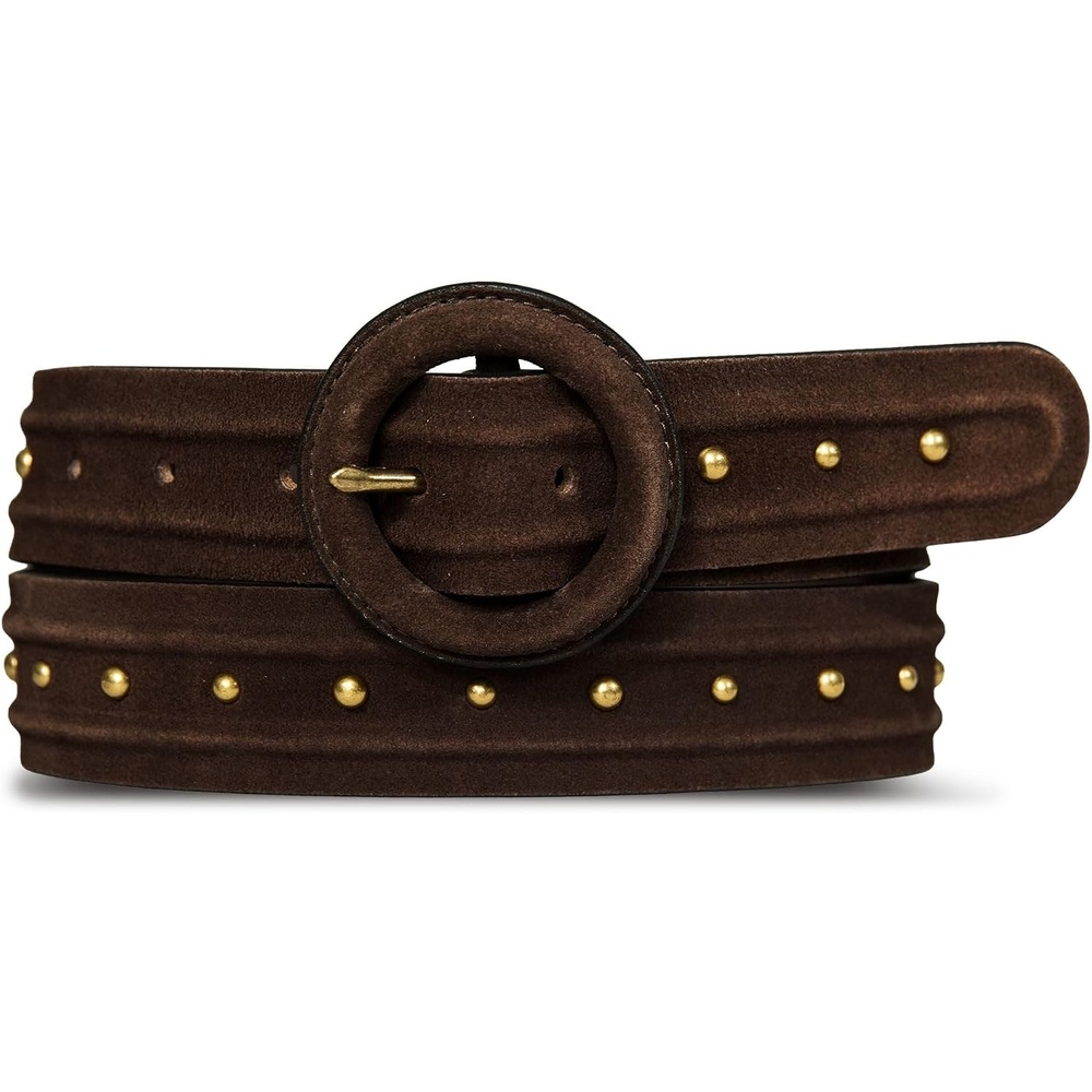 image:imageLucky Brand Womens Studded Leather Belt Stylish Classic Modern Jeans Pants Skirt DressSuede Stud Brown