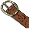 Lucky Brand Women’s Studded Leather Belt | Stylish | Classic | Modern | Jeans | Pants | Skirt | Dress(Perfed Flower – Brown)