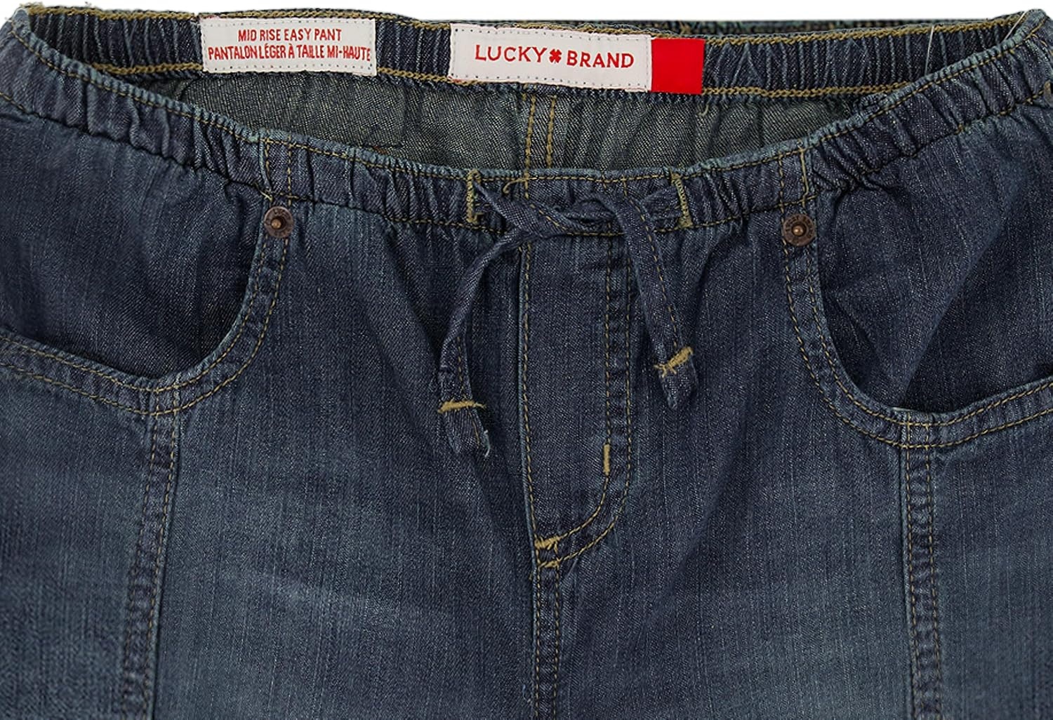 image:imageLucky Brand Girls Pullon MidRise Easy Relaxed Wide Leg Jean Elastic Waistband amp DrawstringSeamed Ada Wash