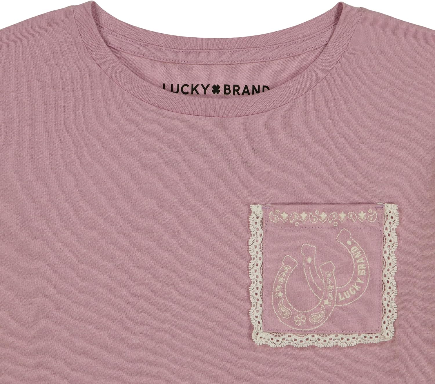 image:imageLucky Brand Girls Short Sleeve Graphic TShirt Tagless Cotton Tee with Fun DesignsHoreseshoe Pocket