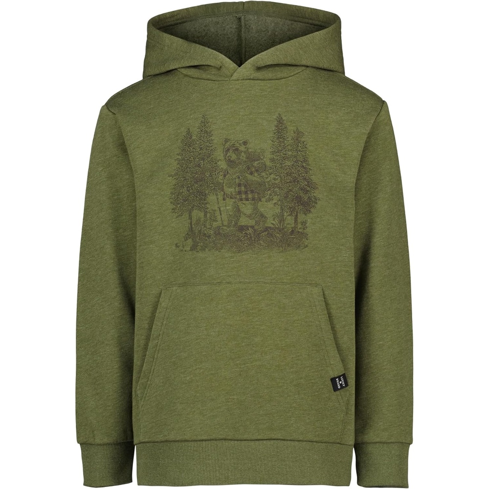 image:imageLucky Brand Boys Long Sleeve Fleece Pullover Hoodie Comfortable Relaxed Fit With Kangaroo PocketsHiking Bear Cypress Heather