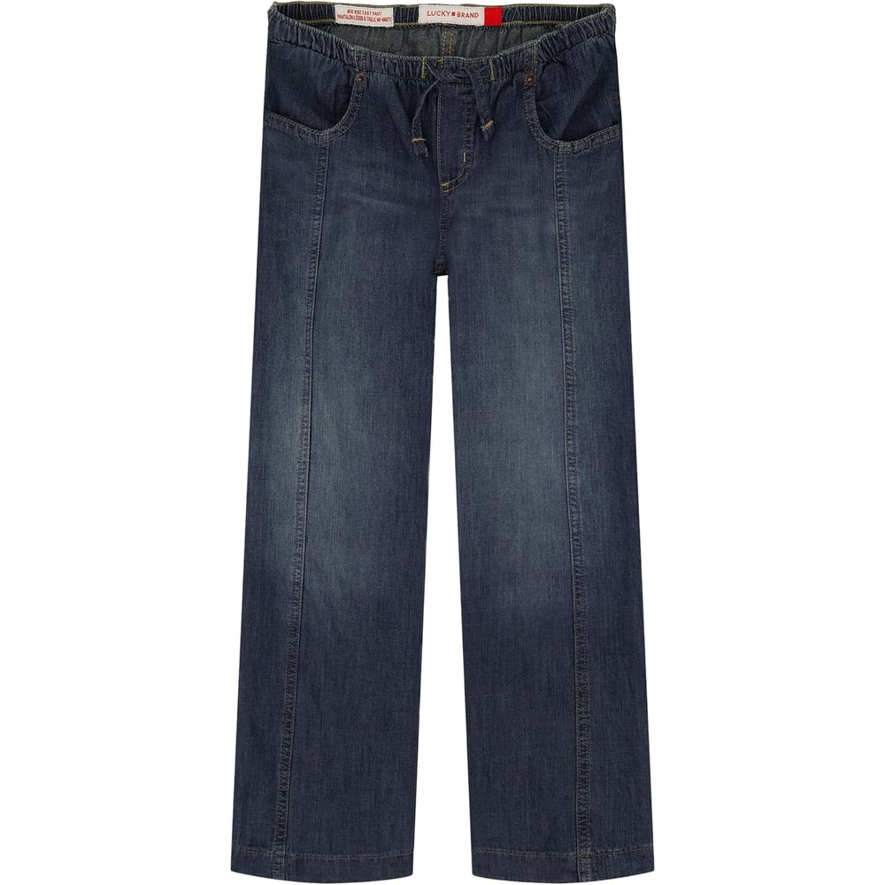 image:imageLucky Brand Girls Pullon MidRise Easy Relaxed Wide Leg Jean Elastic Waistband amp DrawstringSeamed Ada Wash