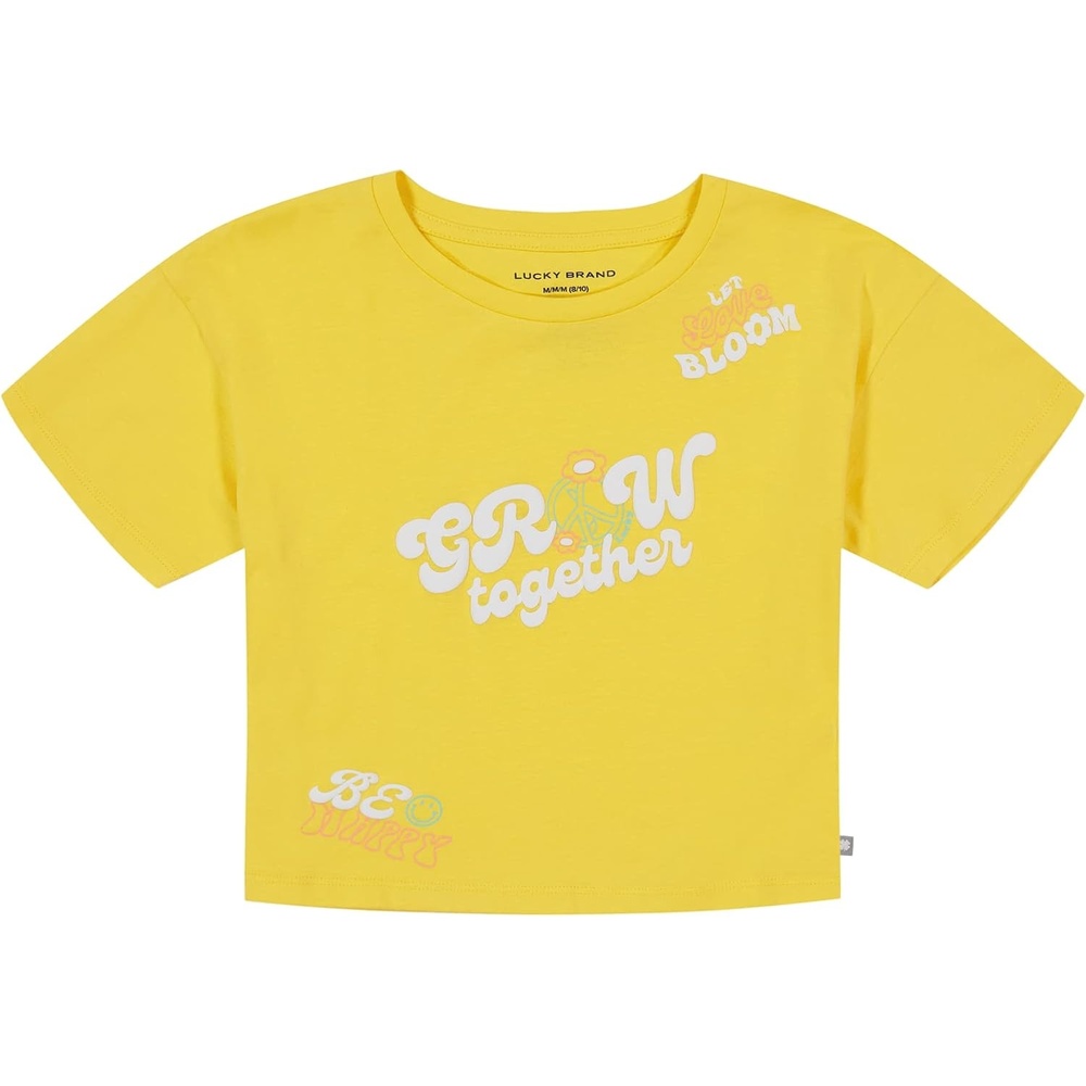 image:imageLucky Brand Girls Short Sleeve Graphic TShirt Tagless Cotton Tee with Fun DesignsGold Finch Grow