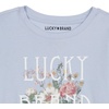 Lucky Brand Girl’s Short Sleeve Graphic T-Shirt, Tagless Cotton Tee with Fun Designs(Floral Kentucky Blue)
