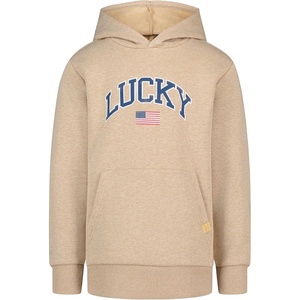 Lucky Brand Boys’ Long Sleeve Fleece Pull-over Hoodie, Comfortable, Relaxed Fit With Kangaroo Pockets(Flag Cornstalk Heather)