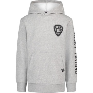 Lucky Brand Boys’ Long Sleeve Fleece Pull-over Hoodie, Comfortable, Relaxed Fit With Kangaroo Pockets(Guitar Pick Grey Heather)