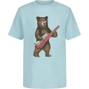 Lucky Brand Boys’ Short Sleeve Graphic Crew Neck T-Shirt, Soft, Comfortable, Relaxed Fit(Keytar Bear Clearwater)