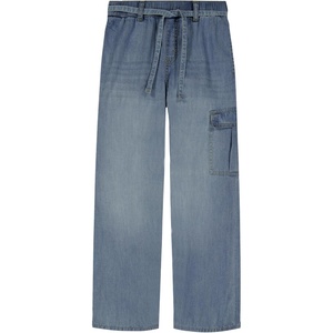 Lucky Brand Girls’ Pull-on Mid-Rise Easy Relaxed Wide Leg Jean, Elastic Waistband & Drawstring(Cargo Christi Wash)