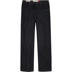 Lucky Brand Girls’ Pull-on Mid-Rise Easy Relaxed Wide Leg Jean, Elastic Waistband & Drawstring(Seamed Barrier Wash)