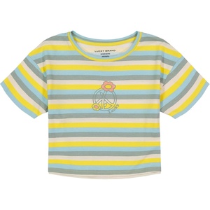 Lucky Brand Girl’s Short Sleeve Graphic T-Shirt, Tagless Cotton Tee with Fun Designs(Gold Finch Retro)
