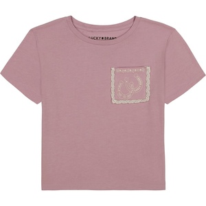 Lucky Brand Girl’s Short Sleeve Graphic T-Shirt, Tagless Cotton Tee with Fun Designs(Horeseshoe Pocket)