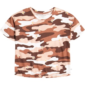 Lucky Brand Girl’s Short Sleeve Graphic T-Shirt, Tagless Cotton Tee with Fun Designs(Stone Camo)