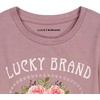 Lucky Brand Girls’ Long Sleeve Graphic T-Shirt, Tagless Cotton Tee with Fun Designs(Desert Rose)