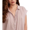 Lucky Brand Women’s Solid Short Sleeve Popover W/Schiffli(Iris)