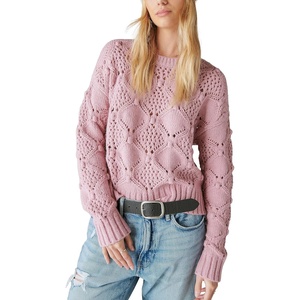 Lucky Brand Women’s Lucky Brand Women’s Open Stitch Pullover Sweater(Lilas)