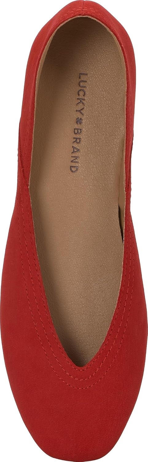 image:imageLucky Brand Womens Womens Alba Ballet Square Toe FlatsCoral Red