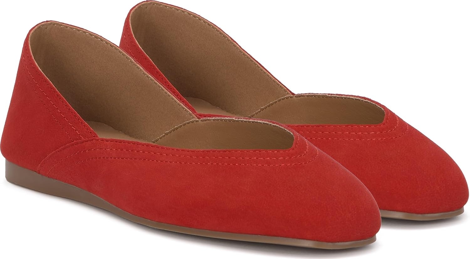image:imageLucky Brand Womens Womens Alba Ballet Square Toe FlatsCoral Red