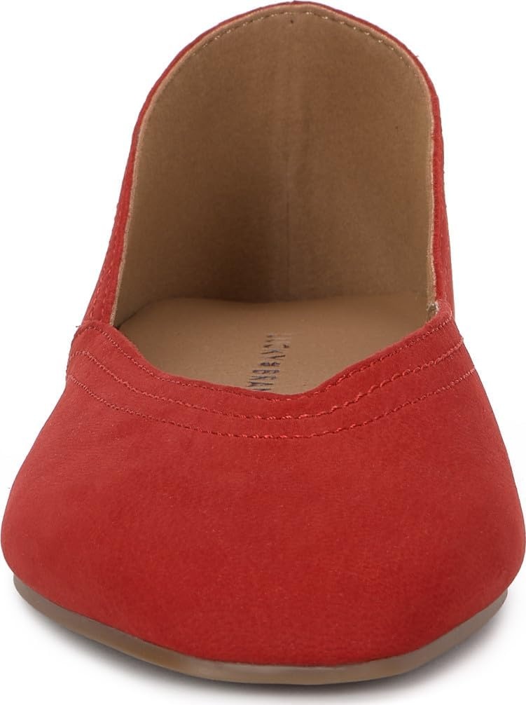 image:imageLucky Brand Womens Womens Alba Ballet Square Toe FlatsCoral Red