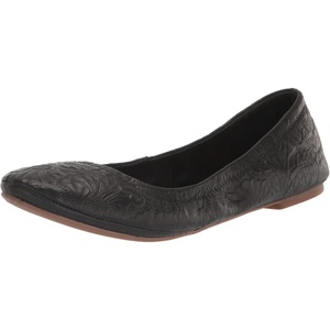 Lucky Brand Women’s Emmie Ballet Flat, Comfortable Slip-On Shoes(Black Floral)