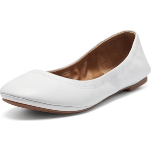 Lucky Brand Women’s Emmie Ballet Flat, Comfortable Slip-On Shoes(Bright White)