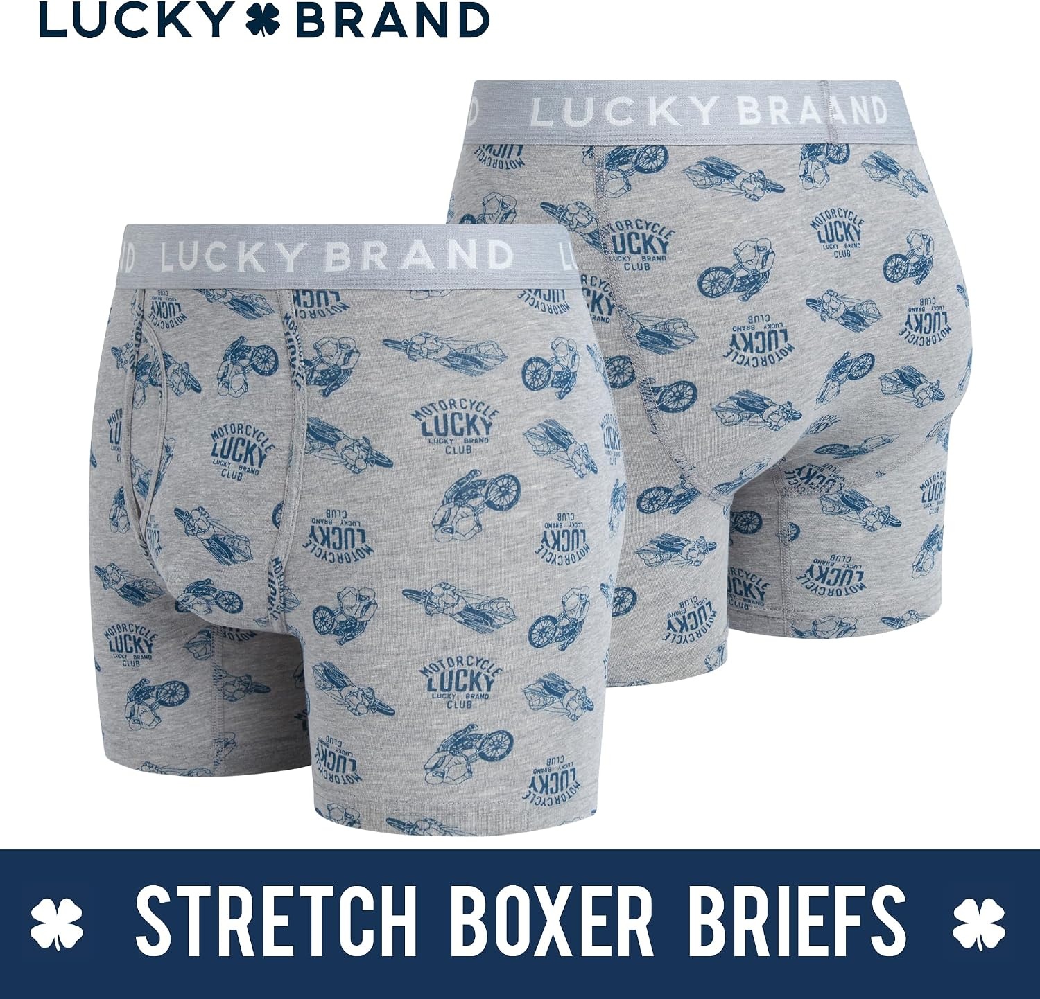 image:imageLucky Brand Mens Boxer Briefs 3 Pack Soft Stretch Cotton Boxers 6 InseamBlue HeatherGrey HeatherCharcoal Heather
