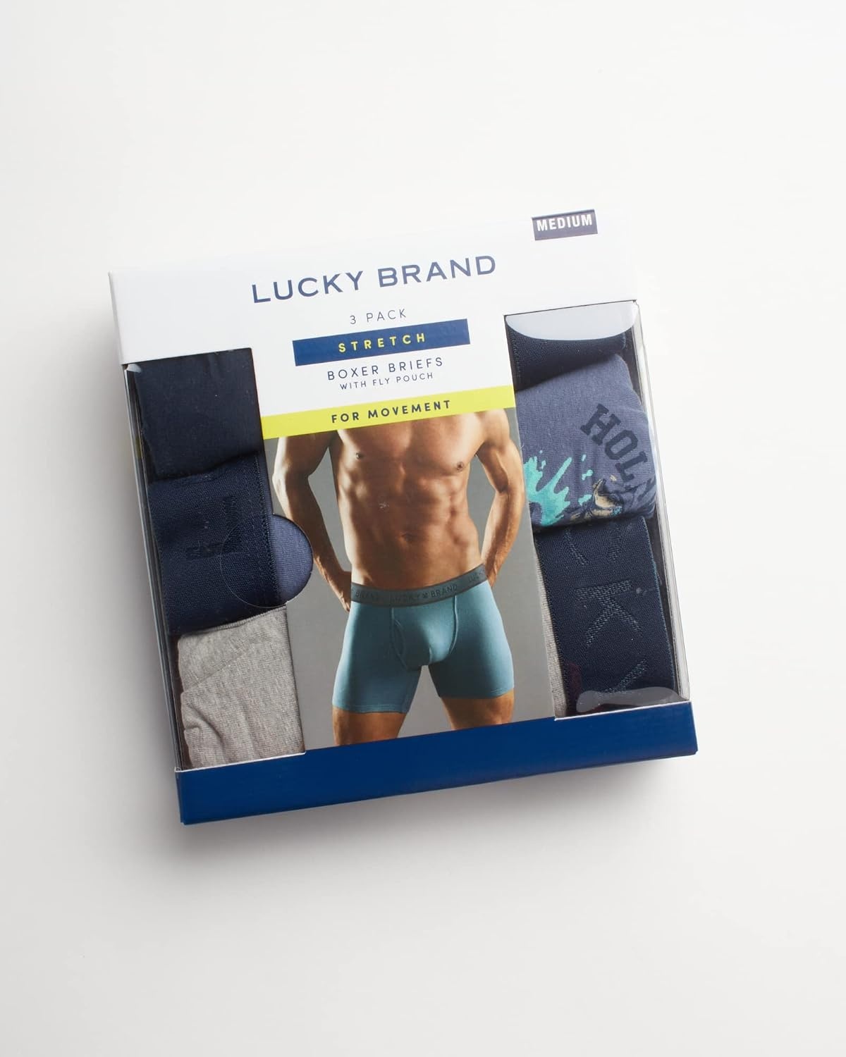 image:imageLucky Brand Mens Boxer Briefs 3 Pack Soft Stretch Cotton Boxers 6 InseamDark BlueVintage Indigo PrintHeather Grey