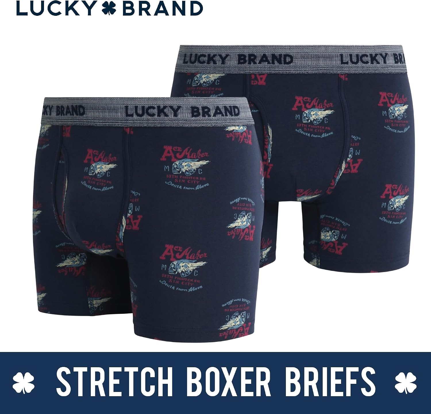 image:imageLucky Brand Mens Boxer Briefs 3 Pack Soft Stretch Cotton Boxers 6 InseamEarth RedIndigoVintage Indigo