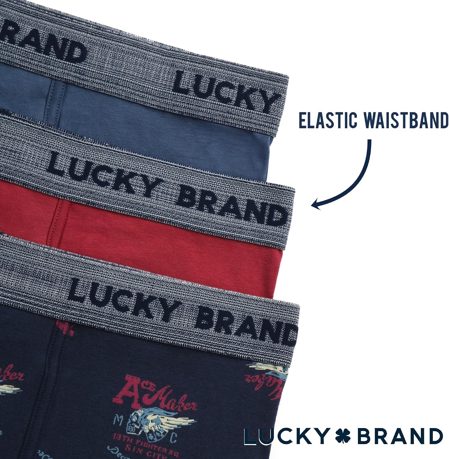 image:imageLucky Brand Mens Boxer Briefs 3 Pack Soft Stretch Cotton Boxers 6 InseamEarth RedIndigoVintage Indigo