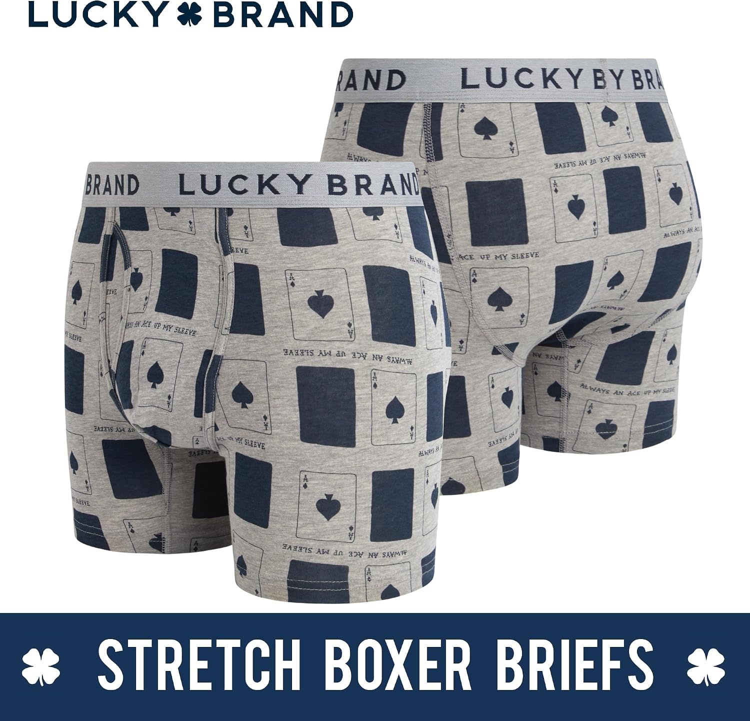 image:imageLucky Brand Mens Boxer Briefs 3 Pack Soft Stretch Cotton Boxers 6 InseamGrey HeatherGrey PrintMood Indigo